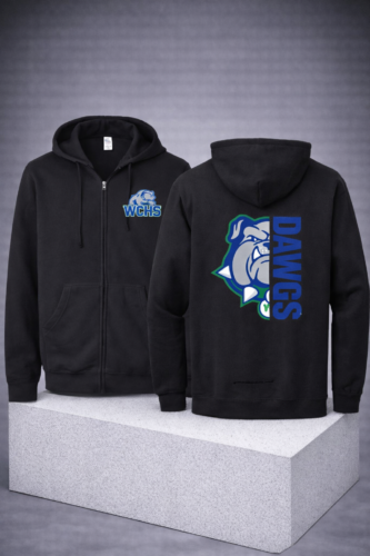 Black "DAWGS" Full Zip Hooded Sweatshirt