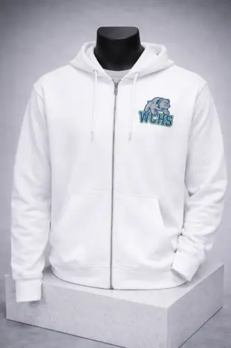 White Full Zip Hooded Sweatshirt