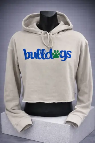 Soft Cropped Hoodie - cursive "bulldogs" logo